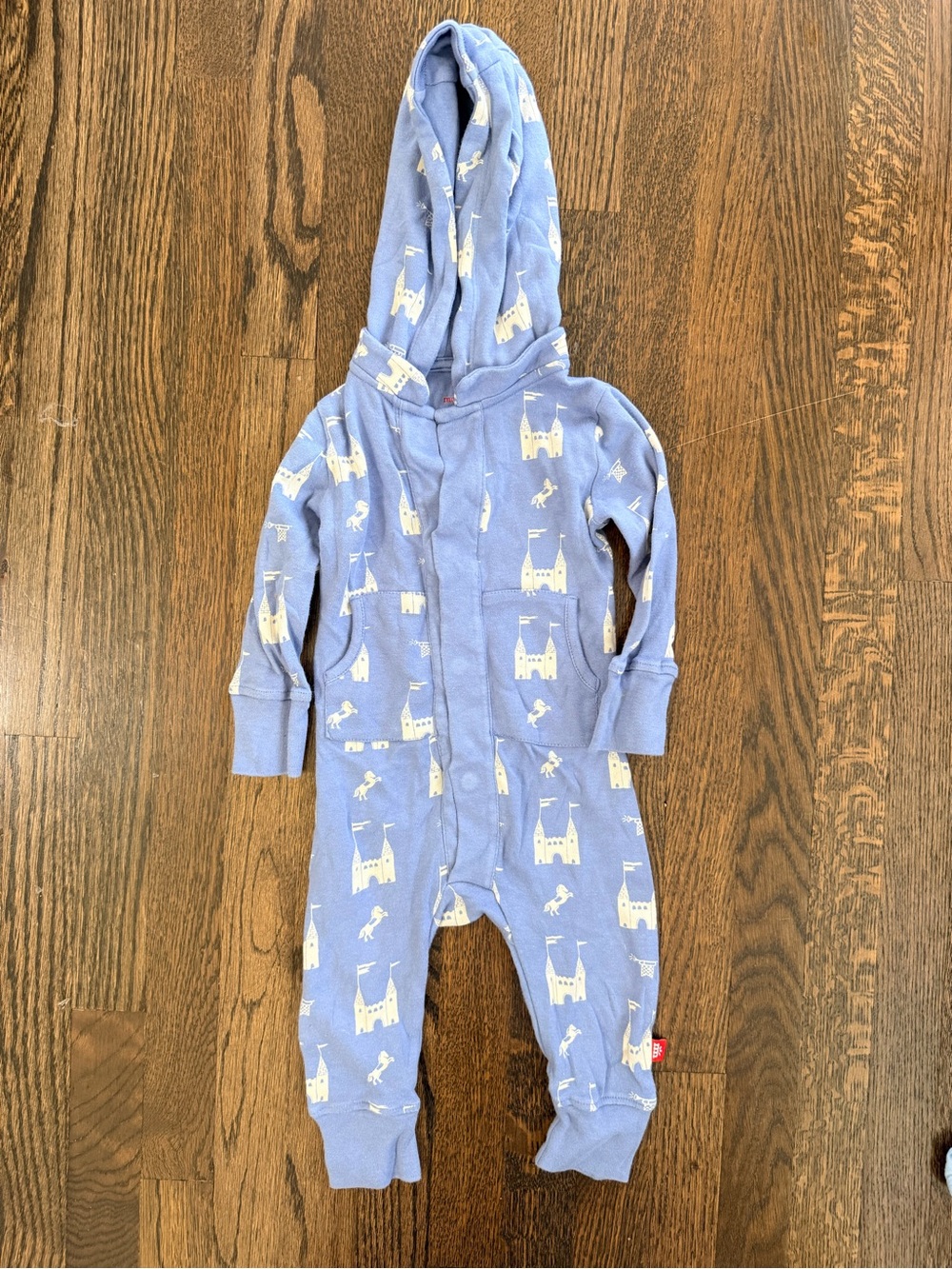 Magnetic Me Light Blue Hooded One-Piece with Castle Print